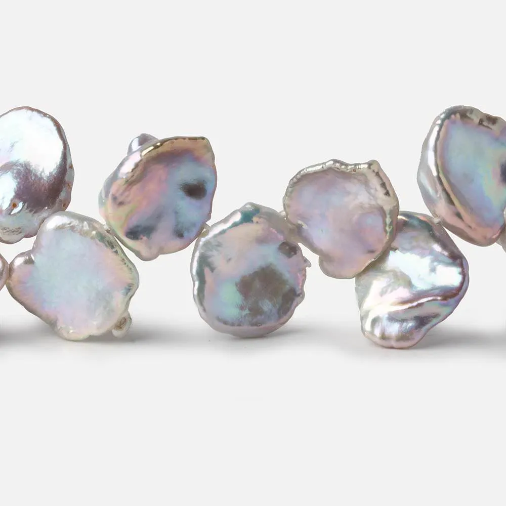 10x10-15x13mm Rose' Silver Top Drill Keshi Freshwater Pearls 15 inch 46 beads AAA