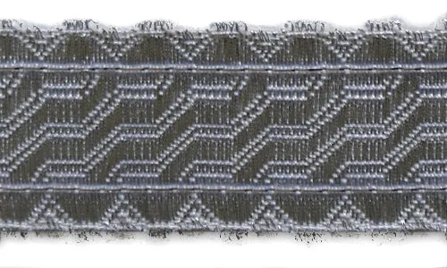 1" Silver Metallic Geometric Steps Woven Ribbon