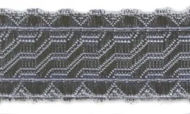 1" Silver Metallic Geometric Steps Woven Ribbon