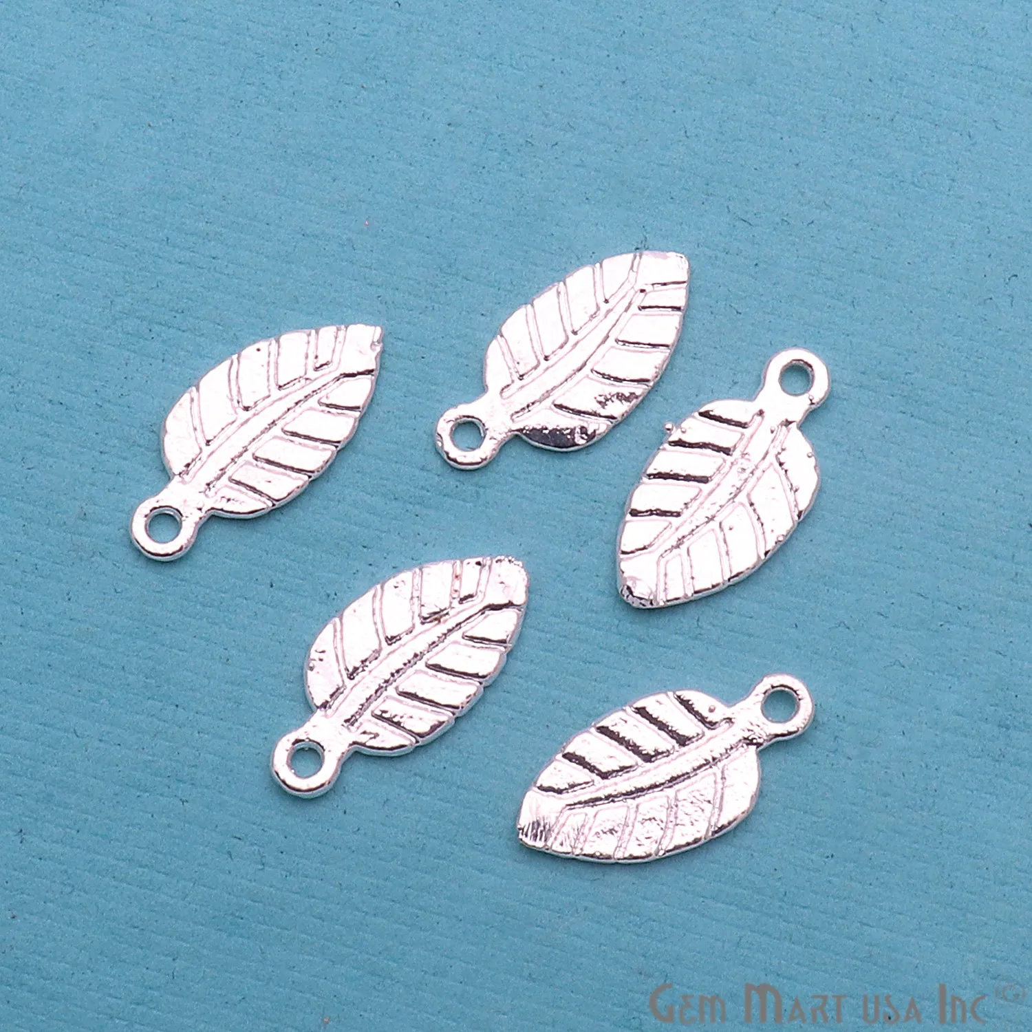 5pc Lot Silver Plated Leaf Shape Filigree Findings Charms