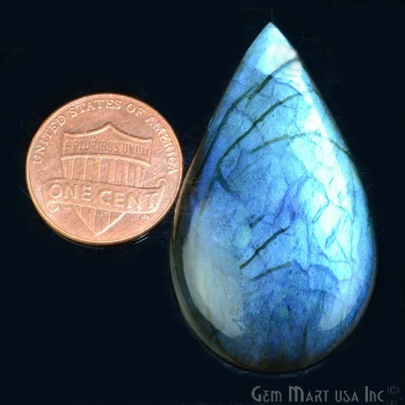 AAAmazing Labradorite 42x24mm Stunning Blue Fire Gem Cabochon