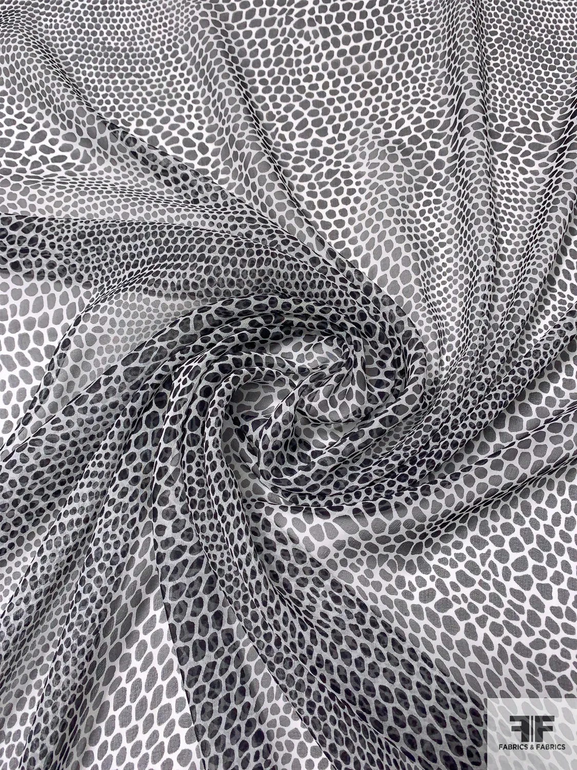 Alligator Skin Printed Silk Chiffon - Black / White