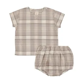 ANALOGIE TAUPE PLAID PRINTED SET [FINAL SALE]