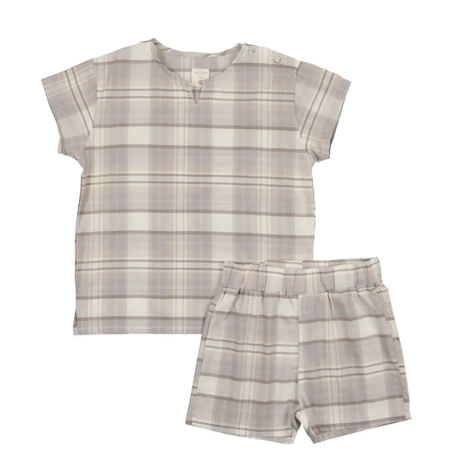 ANALOGIE TAUPE PLAID PRINTED SET [FINAL SALE]