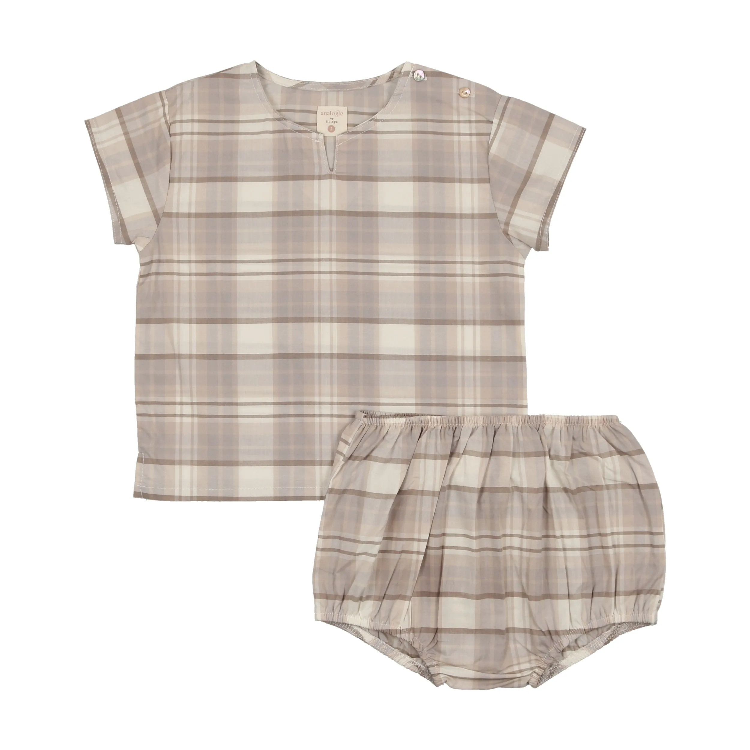 ANALOGIE TAUPE PLAID PRINTED SET [FINAL SALE]