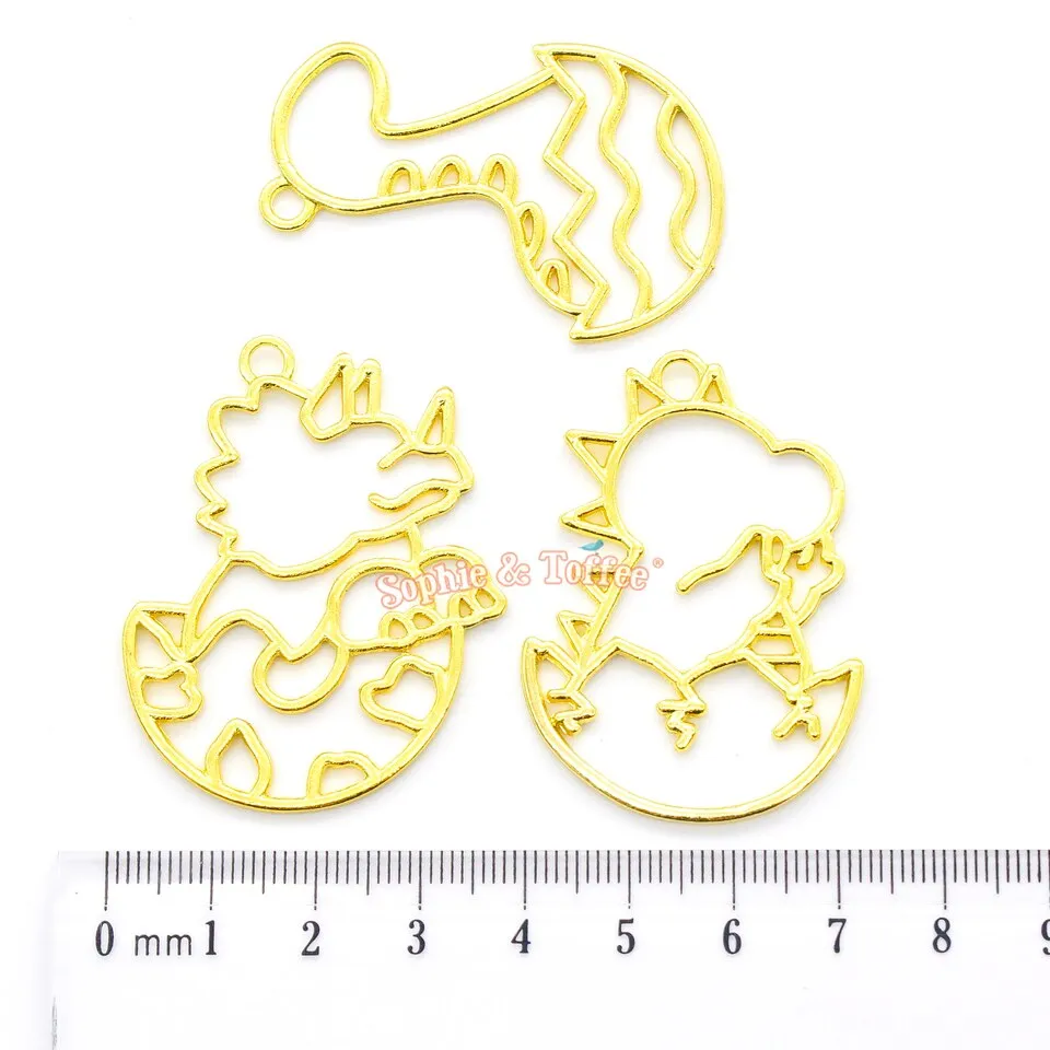 Baby Dinosaur Open Bezel Charm (3 pieces)