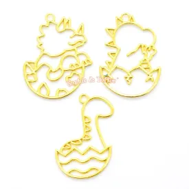 Baby Dinosaur Open Bezel Charm (3 pieces)