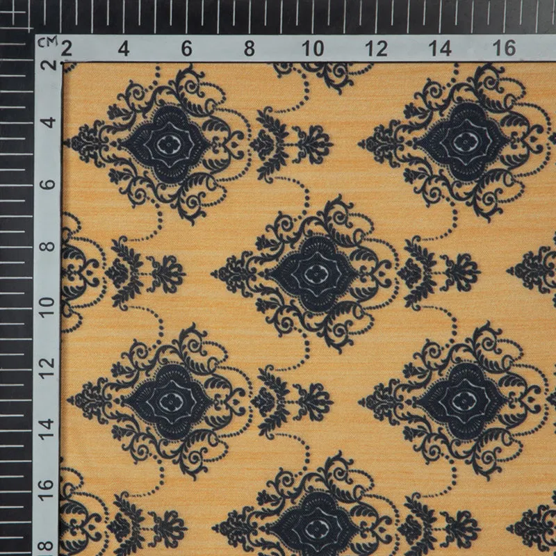 Black And Beige Ethnic Digital Print Rayon Fabric
