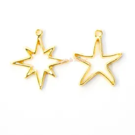 Burst Star & Starfish Open Bezel Charm (6 pieces)