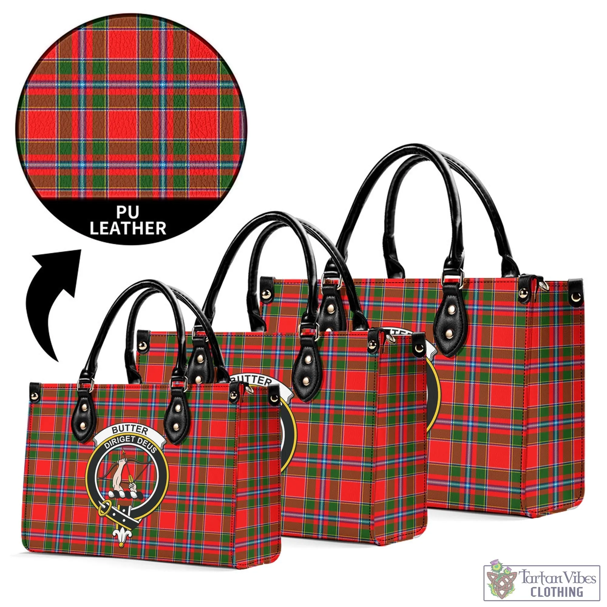 Butter Tartan Luxury Leather Handbags with Family Crest