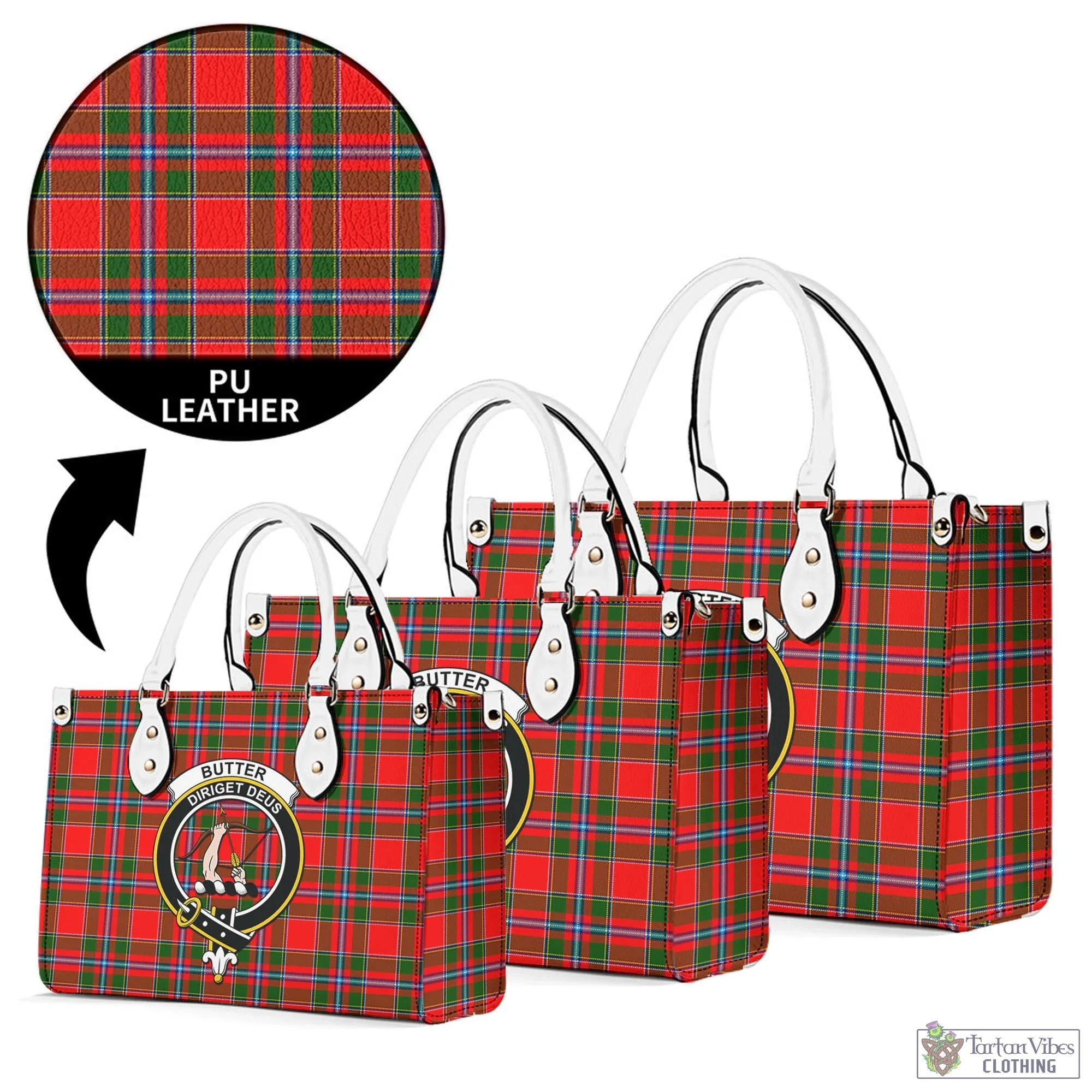 Butter Tartan Luxury Leather Handbags with Family Crest