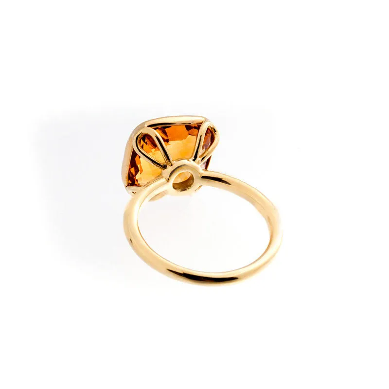 Como Collection 12mm Cushion Citrine and Diamond Ring