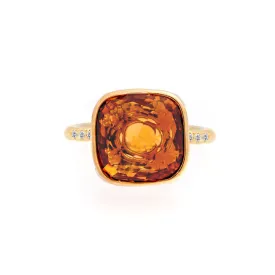 Como Collection 12mm Cushion Citrine and Diamond Ring