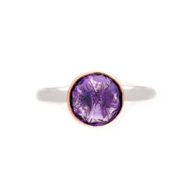 Como Collection 8mm Round Amethyst Two Tone Ring