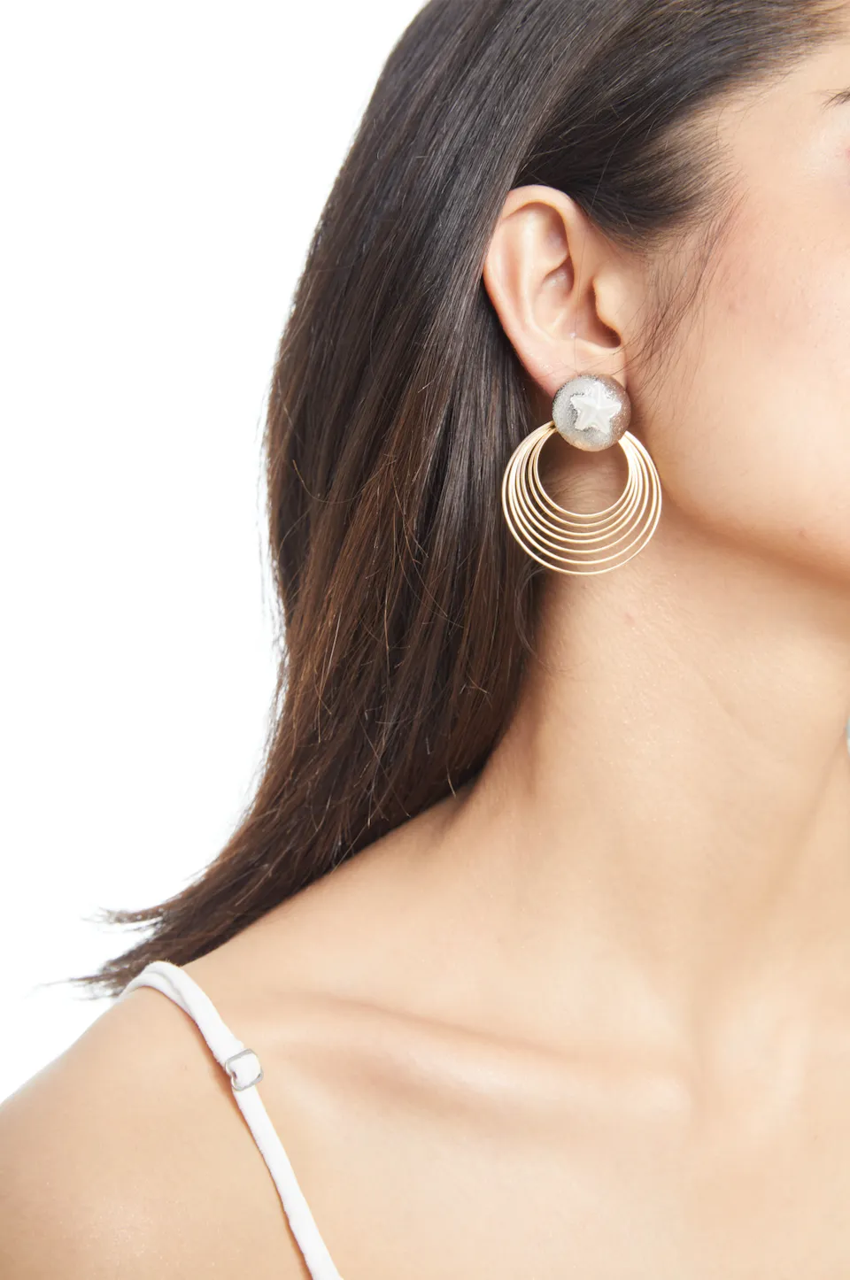 DETACHABLE STAR STUD  GOLD HOOP EARRINGS
