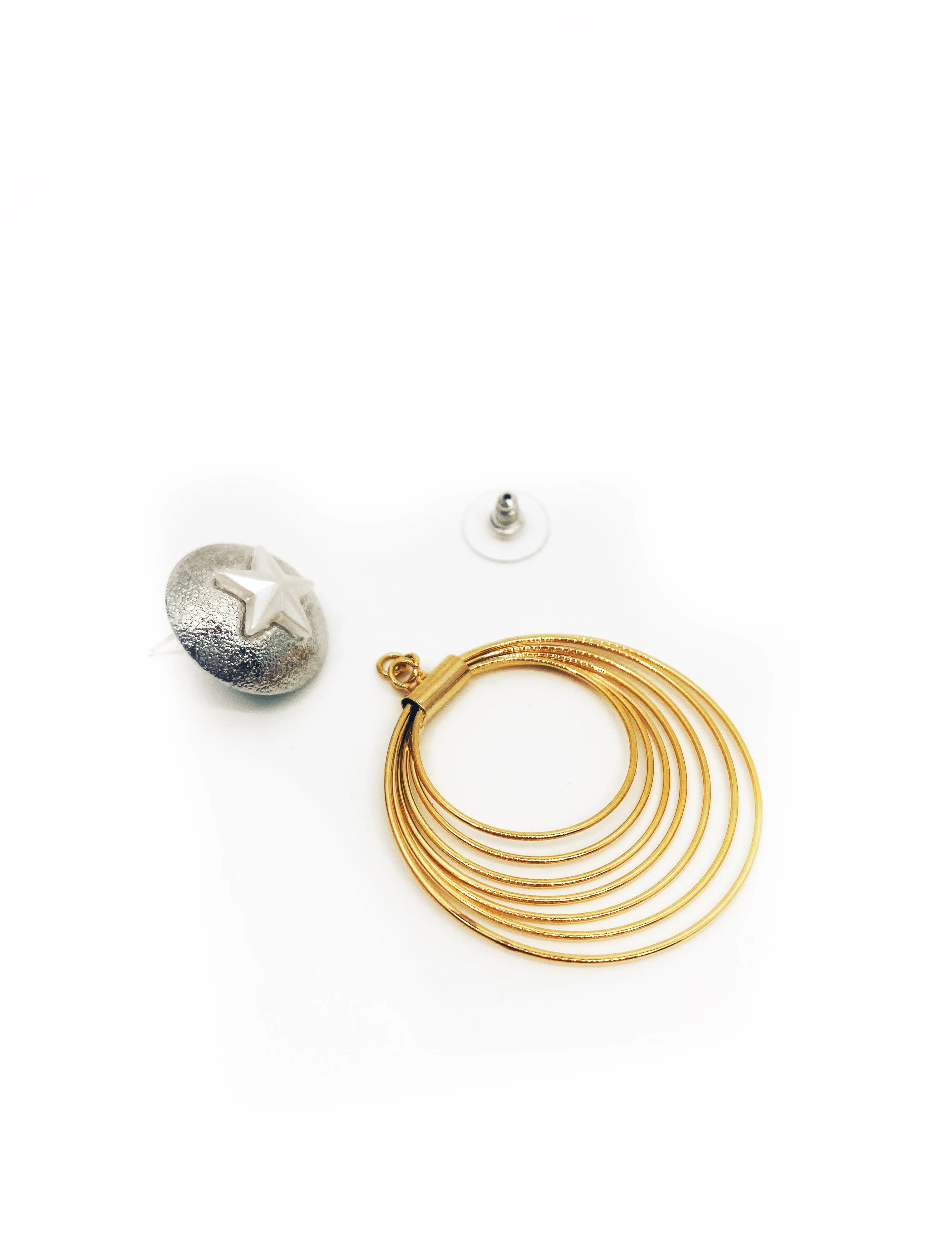 DETACHABLE STAR STUD  GOLD HOOP EARRINGS