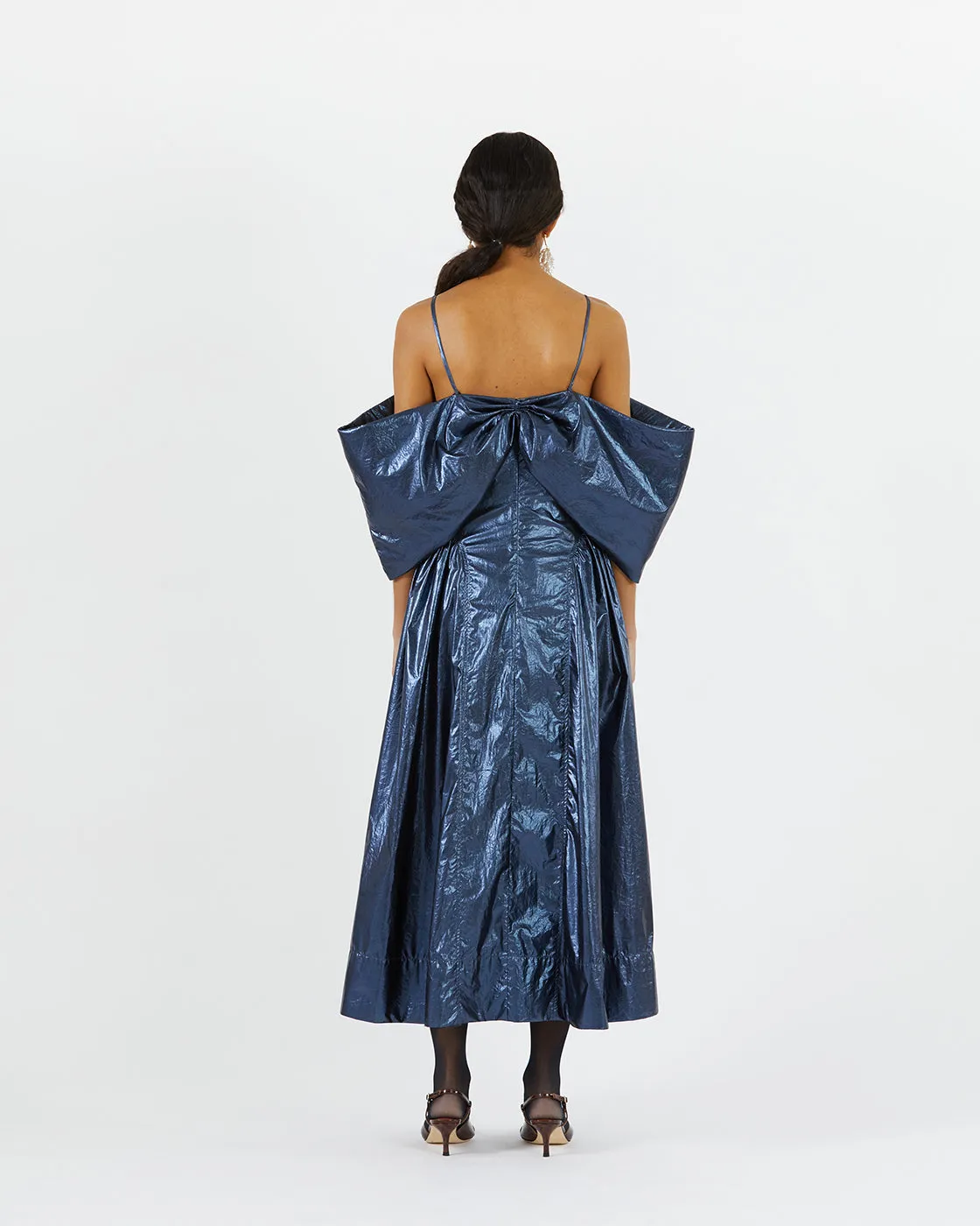 Dora Dress Lamé Metallic Navy