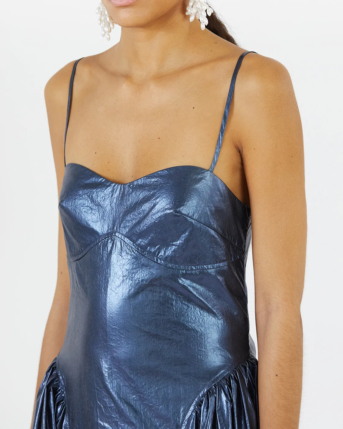 Dora Dress Lamé Metallic Navy