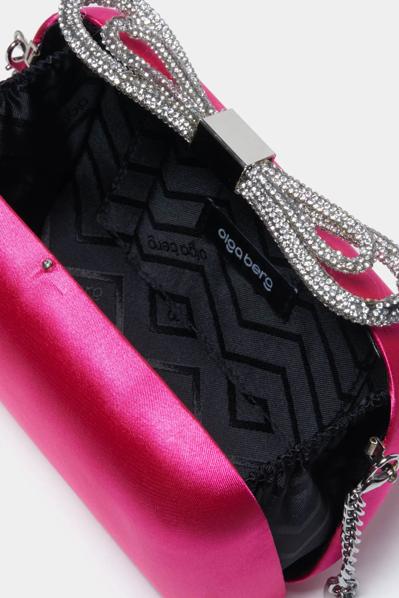 Fuchsia Ada Crystal Bow Clutch