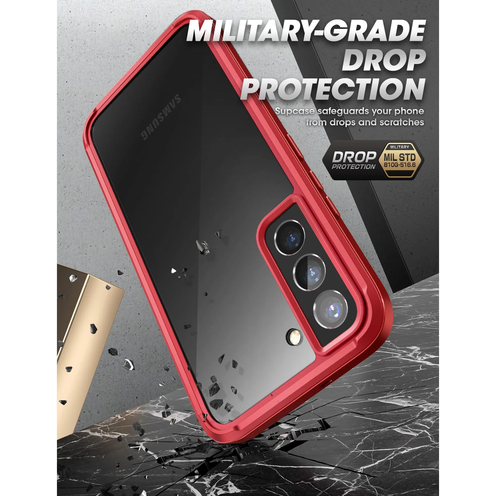 Galaxy S22 Plus Unicorn Beetle EDGE XT Bumper Case-Metallic Red
