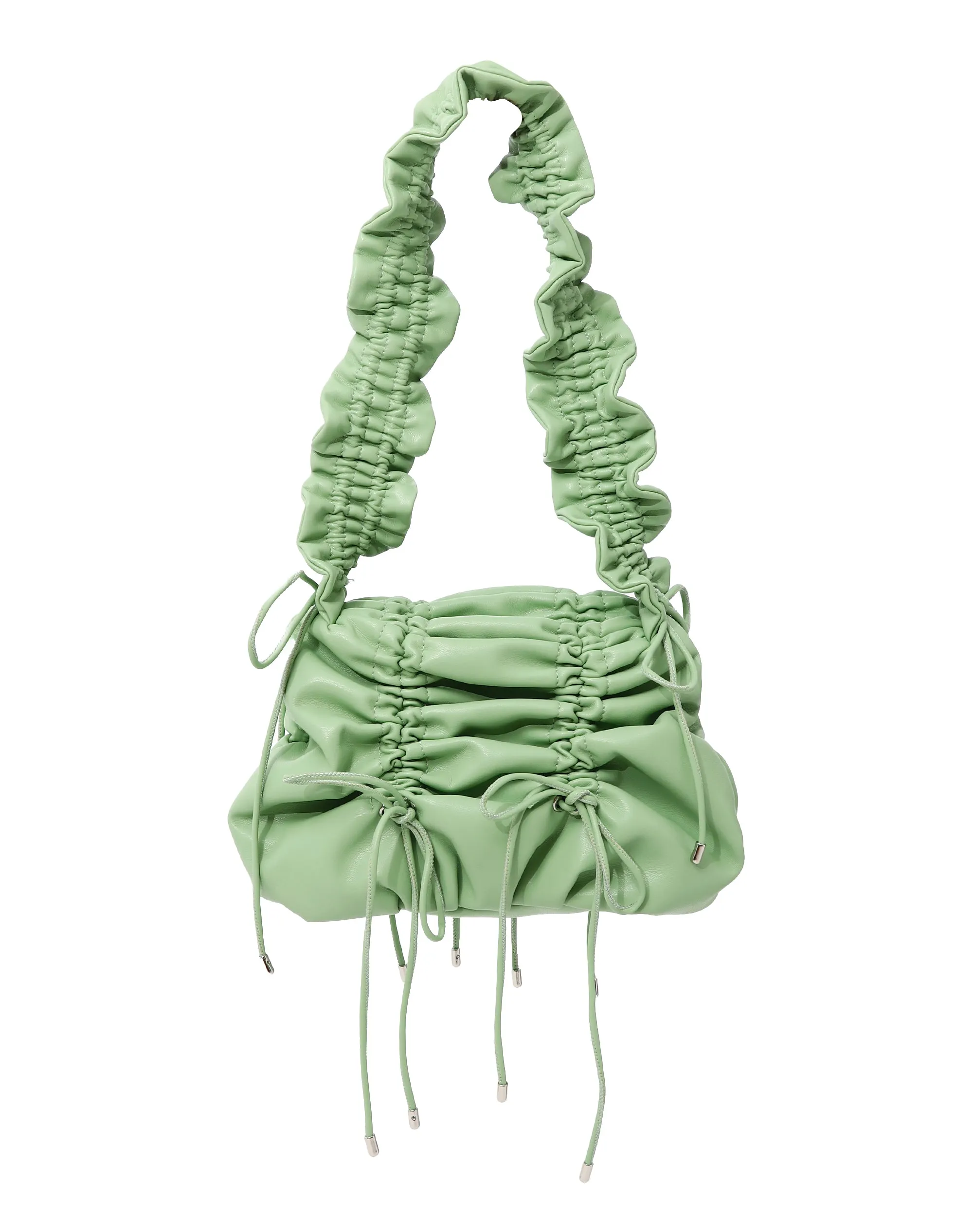 Gather ribbon bag (yellow / green)