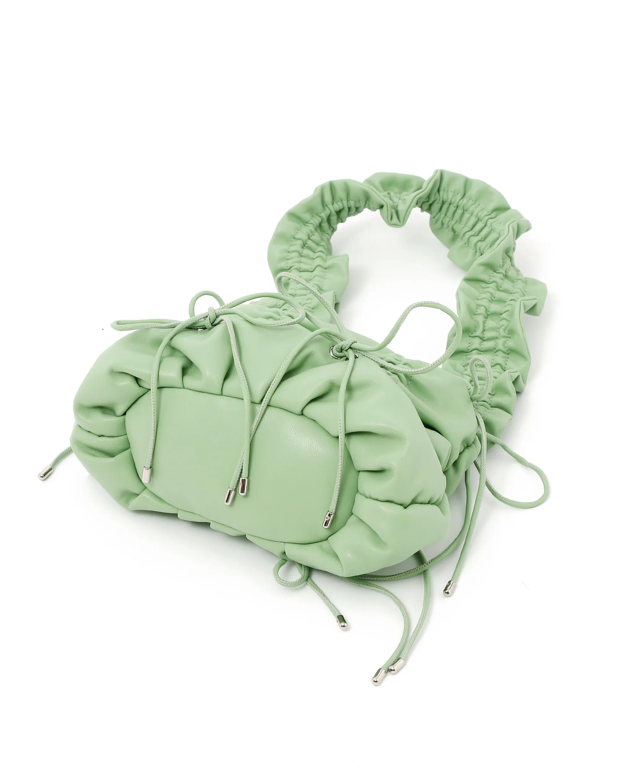 Gather ribbon bag (yellow / green)
