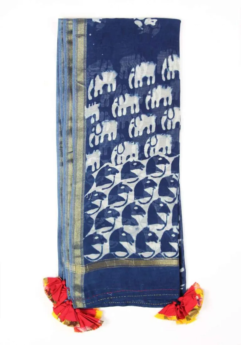 Gloomy Grace Cotton Silk Hand Block Printed Chanderi
