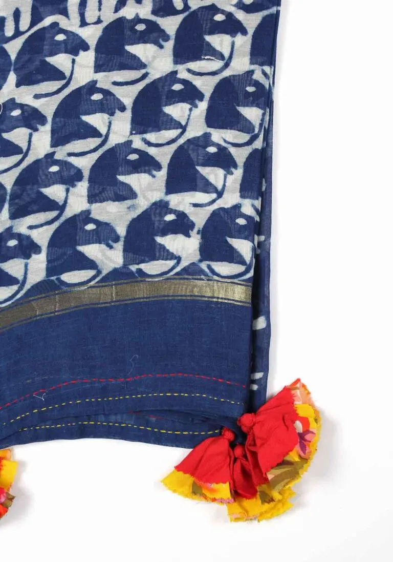 Gloomy Grace Cotton Silk Hand Block Printed Chanderi