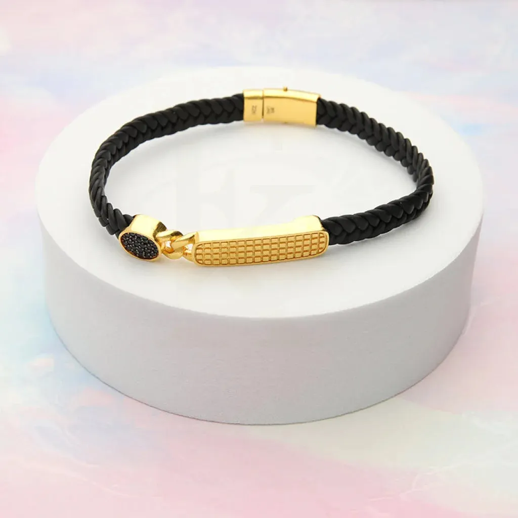 Gold Braided Leather Bracelet 22KT - FKJBRL22K5032
