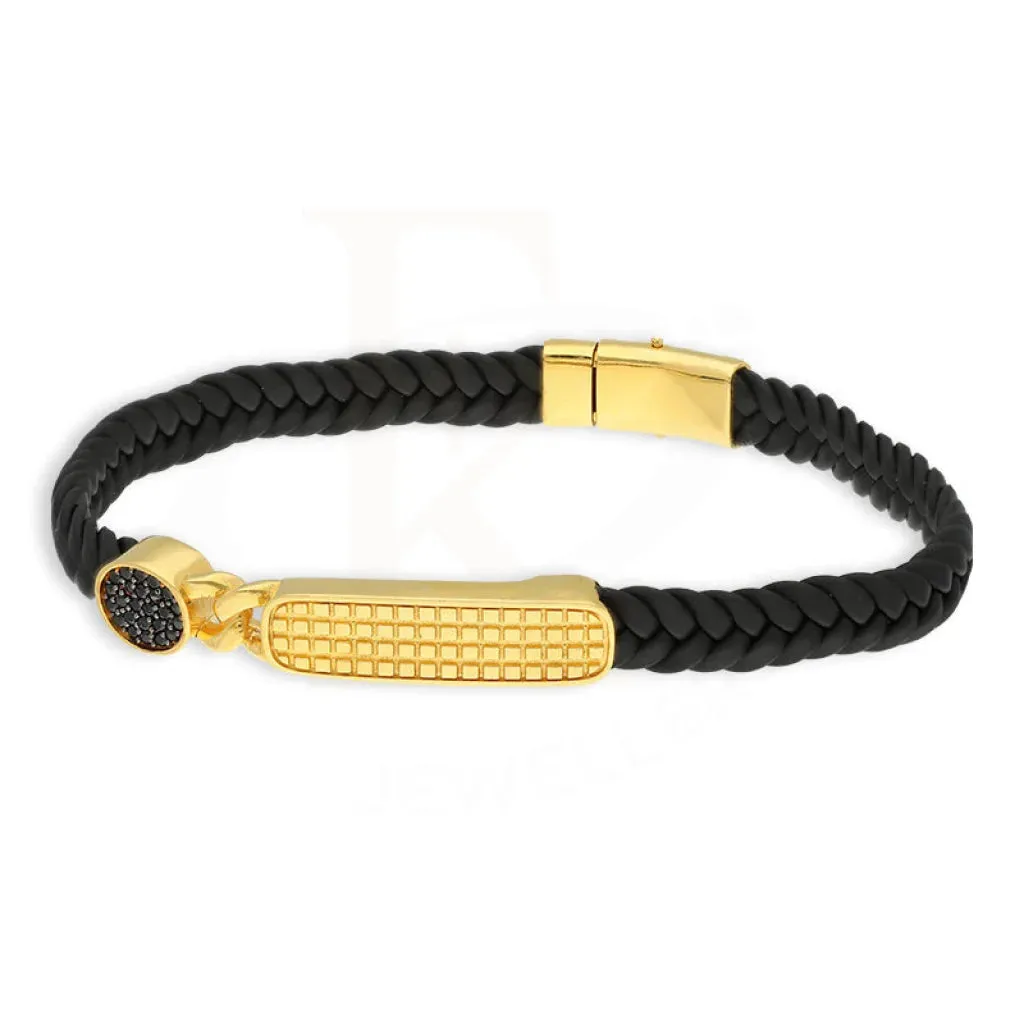 Gold Braided Leather Bracelet 22KT - FKJBRL22K5032