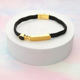 Gold Braided Leather Bracelet 22KT - FKJBRL22K5032