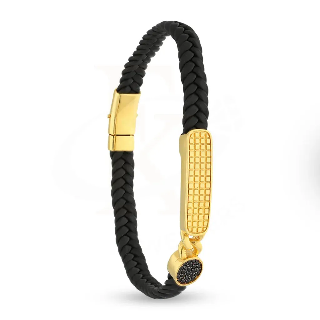 Gold Braided Leather Bracelet 22KT - FKJBRL22K5032