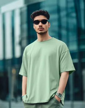 Green Solid Oversized T-shirt
