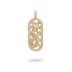 Hawaiian Heirloom Plumeria Pendant in Gold with Diamonds