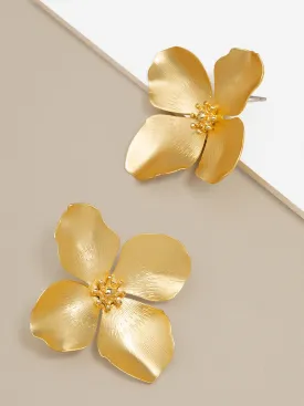 Matte Metallic Flower Statement Earring