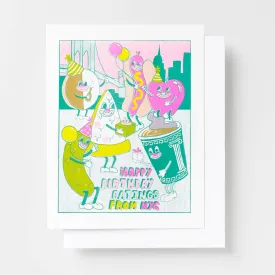 NYC Birthday Eatings - Risograph Card
