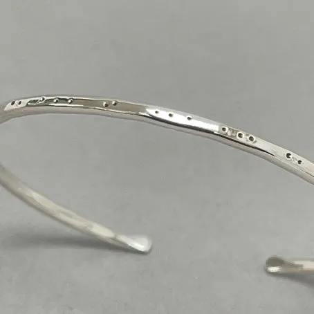 Open silver bangle - dots