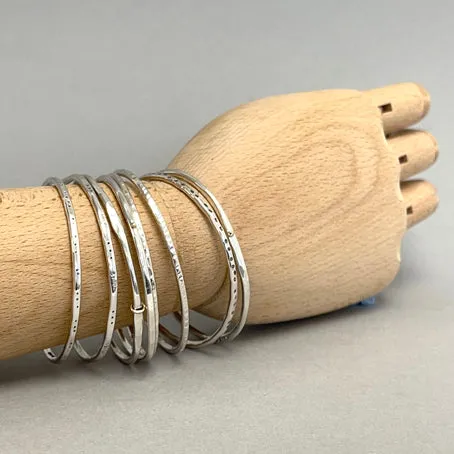 Open silver bangle - dots