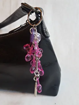 Silver Keychain, Pink Cherries Buttons