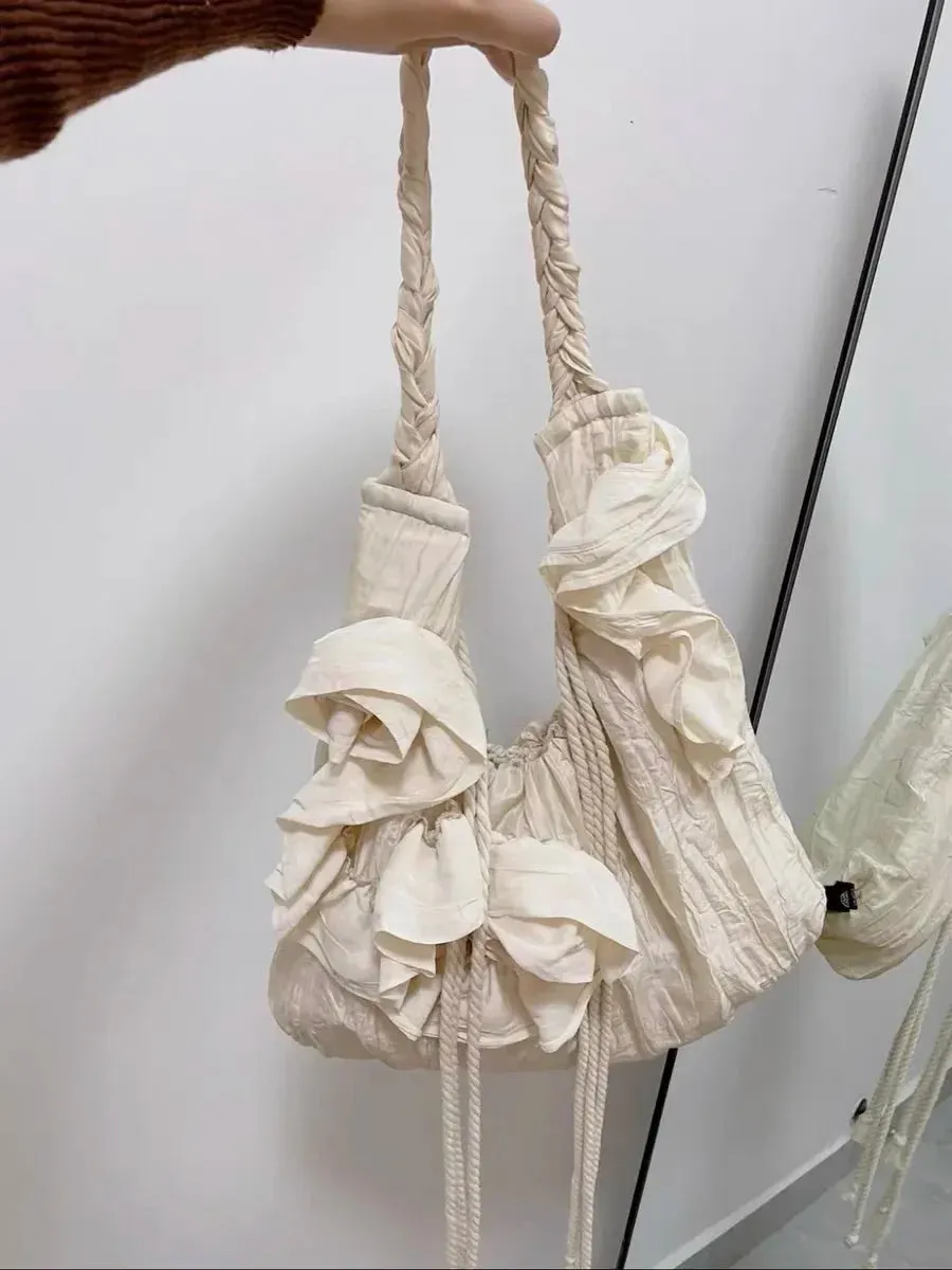 TAVIMART  -  Luxury Design Patchwork Pleated Women's Handbags High-capacity Sweet Y2k Fairy Shoulder Bags Fashion Vintage Casual Underarm Bag