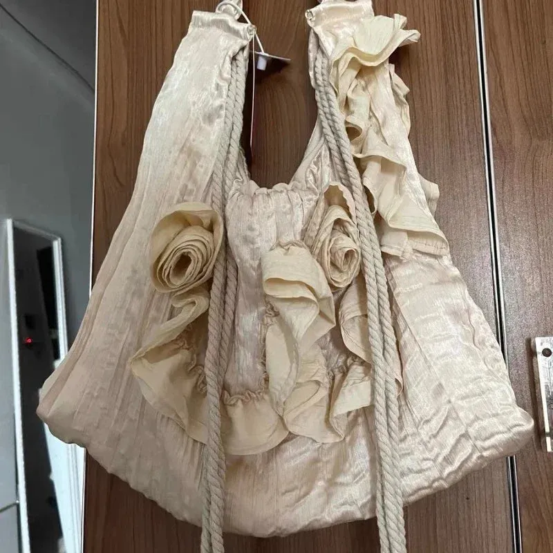 TAVIMART  -  Luxury Design Patchwork Pleated Women's Handbags High-capacity Sweet Y2k Fairy Shoulder Bags Fashion Vintage Casual Underarm Bag