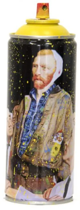 Van Gogh Yellow Spray Paint Can Sculpture by Mr Brainwash- Thierry Guetta