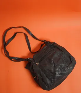 Vintage Black  Leather long-tail Handbag by Thriftyfy