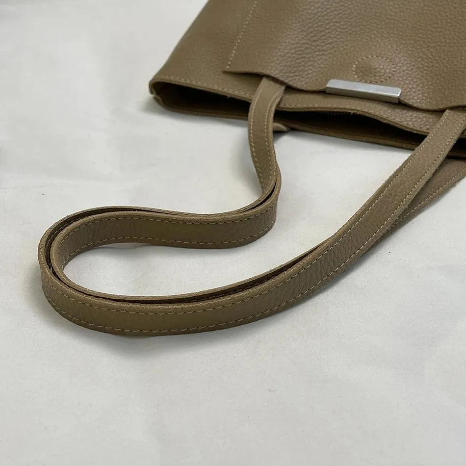 Woman Tote Handbags Large Leather Double Handles Zipper with Outer Snap Pocket