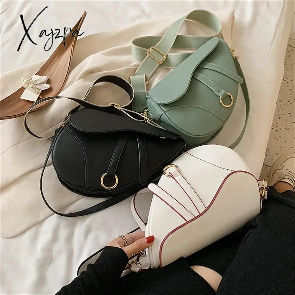 Xajzpa - New Women's Bag Leisure Saddle Bag Pu Solid Color Diagonal Bag Fashion Easy Matching Lady Handbags