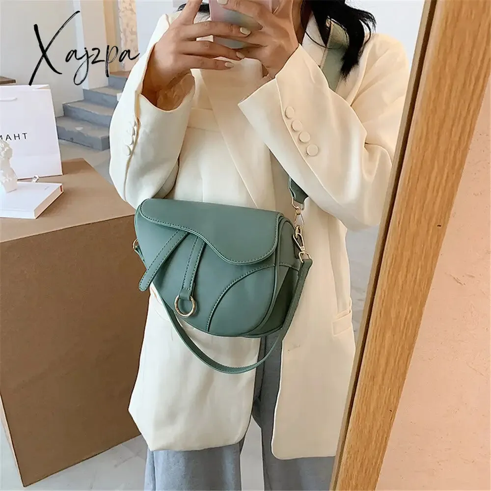 Xajzpa - New Women's Bag Leisure Saddle Bag Pu Solid Color Diagonal Bag Fashion Easy Matching Lady Handbags