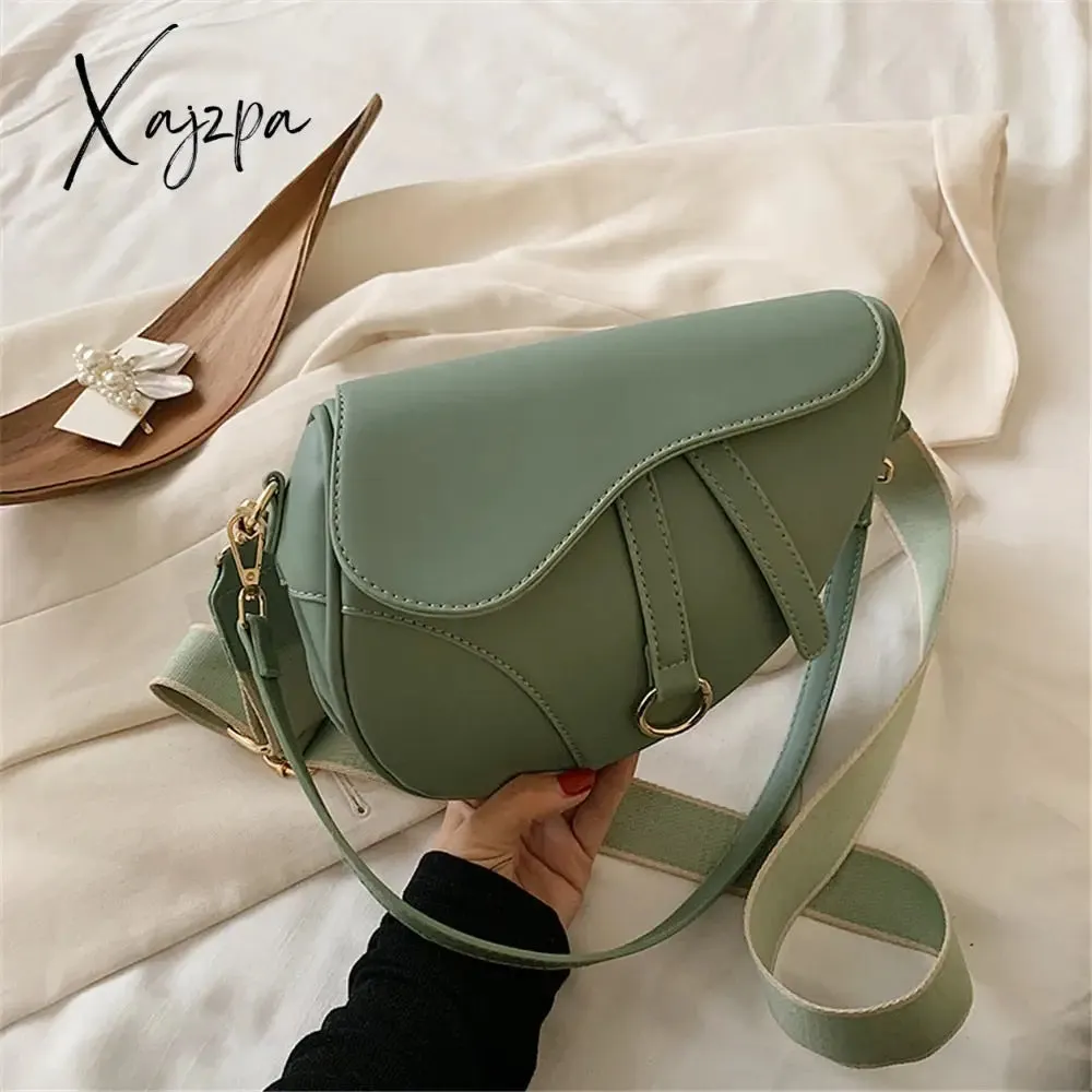 Xajzpa - New Women's Bag Leisure Saddle Bag Pu Solid Color Diagonal Bag Fashion Easy Matching Lady Handbags