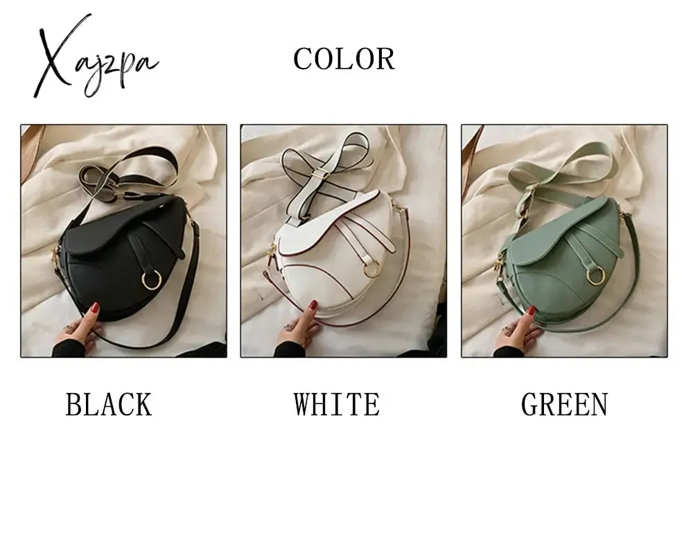Xajzpa - New Women's Bag Leisure Saddle Bag Pu Solid Color Diagonal Bag Fashion Easy Matching Lady Handbags